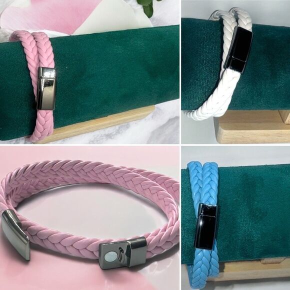 Double-wrap PU Braided Leather Magnetic Bracelet Wrap l 3 colors to choose! New - Picture 10 of 10